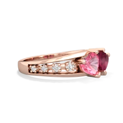 Lab Pink Sapphire Heart To Heart 14K Rose Gold ring R3342