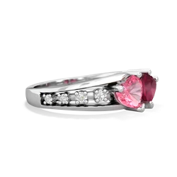 Lab Pink Sapphire Heart To Heart 14K White Gold ring R3342