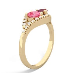 Lab Pink Sapphire Mother And Child 14K Yellow Gold ring R3010