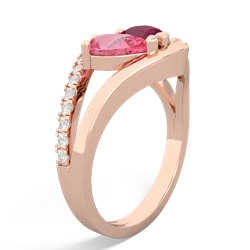 Lab Pink Sapphire Nestled Heart Keepsake 14K Rose Gold ring R5650