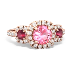 Lab Pink Sapphire Regal Halo 14K Rose Gold ring R5350