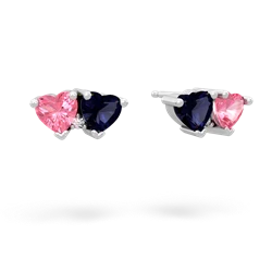 Lab Pink Sapphire Sweethearts 14K White Gold earrings E5260