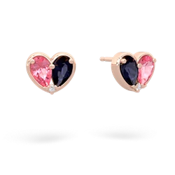 Lab Pink Sapphire 'Our Heart' 14K Rose Gold earrings E5072