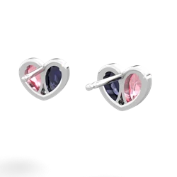 Lab Pink Sapphire 'Our Heart' 14K White Gold earrings E5072