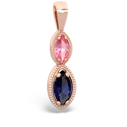 Lab Pink Sapphire Antique-Style Halo 14K Rose Gold pendant P5700