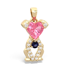 Lab Pink Sapphire Puppy Love 14K Yellow Gold pendant P5800