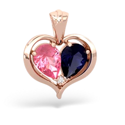 Lab Pink Sapphire Two Become One 14K Rose Gold pendant P5330