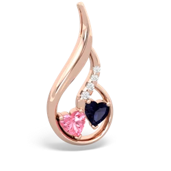 Lab Pink Sapphire Keepsake Curves 14K Rose Gold pendant P5450