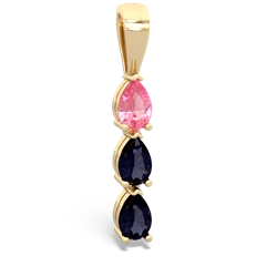 Lab Pink Sapphire Dew Drops 14K Yellow Gold pendant P2251