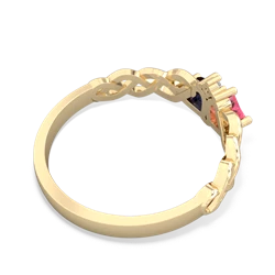 Lab Pink Sapphire Heart To Heart Braid 14K Yellow Gold ring R5870