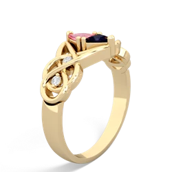 Lab Pink Sapphire Keepsake Celtic Knot 14K Yellow Gold ring R5300