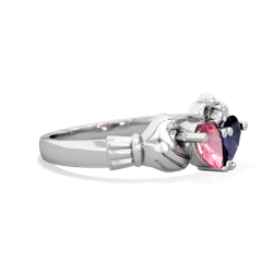 Lab Pink Sapphire 'Our Heart' Claddagh 14K White Gold ring R2388