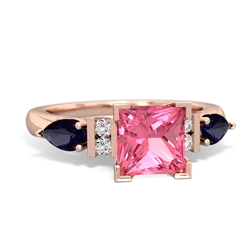 Lab Pink Sapphire 6Mm Princess Eternal Embrace Engagement 14K Rose Gold ring C2002