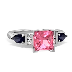 Lab Pink Sapphire 6Mm Princess Eternal Embrace Engagement 14K White Gold ring C2002