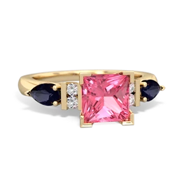 Lab Pink Sapphire 6Mm Princess Eternal Embrace Engagement 14K Yellow Gold ring C2002