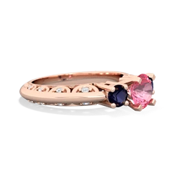 Lab Pink Sapphire Art Deco Eternal Embrace Engagement 14K Rose Gold ring C2003