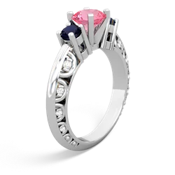 Lab Pink Sapphire Art Deco Eternal Embrace Engagement 14K White Gold ring C2003