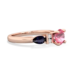 Lab Pink Sapphire 6Mm Round Eternal Embrace Engagement 14K Rose Gold ring R2005