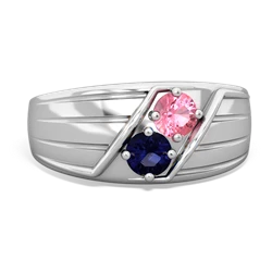 Lab Pink Sapphire Men's Streamline 14K White Gold ring R0460