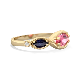 Lab Pink Sapphire Milgrain Marquise 14K Yellow Gold ring R5700