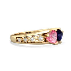 Lab Pink Sapphire Heart To Heart 14K Yellow Gold ring R3342