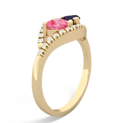 Lab Pink Sapphire Mother And Child 14K Yellow Gold ring R3010