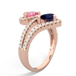 Lab Pink Sapphire Diamond Dazzler 14K Rose Gold ring R3000