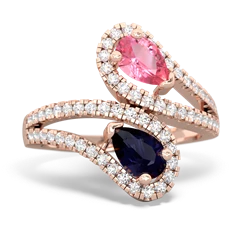 Lab Pink Sapphire Diamond Dazzler 14K Rose Gold ring R3000