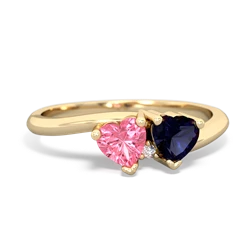 Lab Pink Sapphire Sweethearts 14K Yellow Gold ring R5260