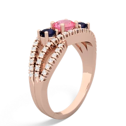 Lab Pink Sapphire Three Stone Aurora 14K Rose Gold ring R3080