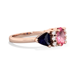 Lab Pink Sapphire Antique Style Three Stone 14K Rose Gold ring R2186