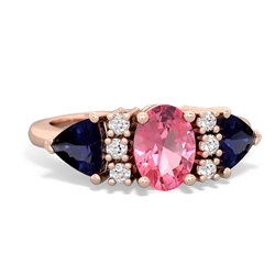 Lab Pink Sapphire Antique Style Three Stone 14K Rose Gold ring R2186