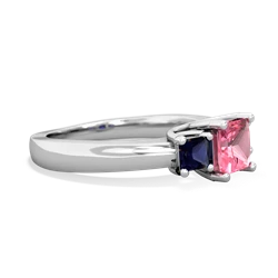 Lab Pink Sapphire Three Stone Trellis 14K White Gold ring R4015