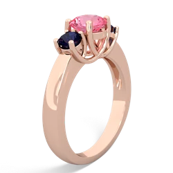 Lab Pink Sapphire Three Stone Round Trellis 14K Rose Gold ring R4018