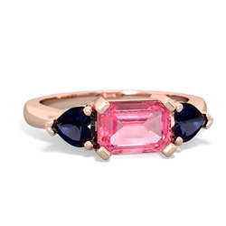 Lab Pink Sapphire Three Stone 14K Rose Gold ring R5235