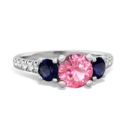 Lab Pink Sapphire Pave Trellis 14K White Gold ring R5500