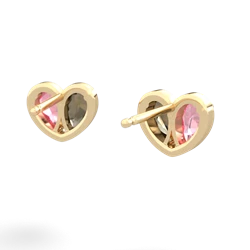 Lab Pink Sapphire 'Our Heart' 14K Yellow Gold earrings E5072