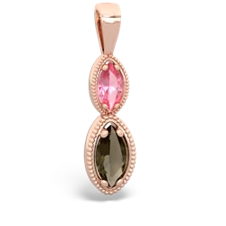 Lab Pink Sapphire Antique-Style Halo 14K Rose Gold pendant P5700