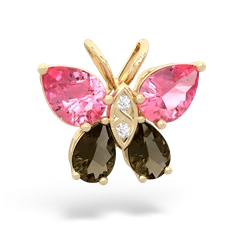 Lab Pink Sapphire Butterfly 14K Yellow Gold pendant P2215