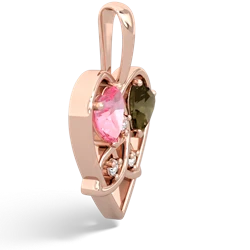 Lab Pink Sapphire Celtic Trinity Heart 14K Rose Gold pendant P5331