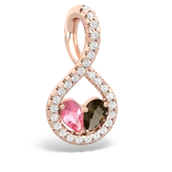 Lab Pink Sapphire Pave Twist 'One Heart' 14K Rose Gold pendant P5360