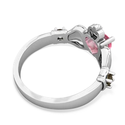 Lab Pink Sapphire Claddagh Keepsake 14K White Gold ring R5245