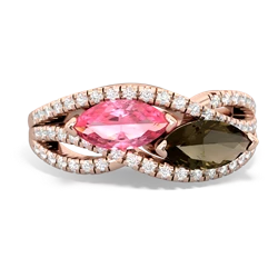 Lab Pink Sapphire Diamond Rivers 14K Rose Gold ring R3070