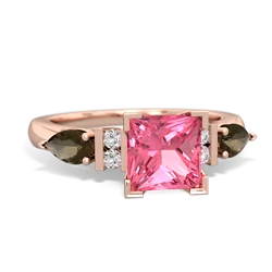 Lab Pink Sapphire 6Mm Princess Eternal Embrace Engagement 14K Rose Gold ring C2002