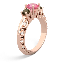 Lab Pink Sapphire Art Deco Eternal Embrace Engagement 14K Rose Gold ring C2003