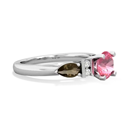 Lab Pink Sapphire 6Mm Round Eternal Embrace Engagement 14K White Gold ring R2005