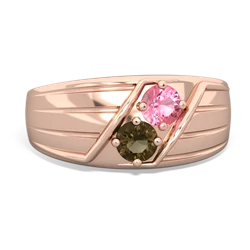 Lab Pink Sapphire Men's Streamline 14K Rose Gold ring R0460