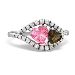 Lab Pink Sapphire Mother And Child 14K White Gold ring R3010