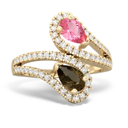 Lab Pink Sapphire Diamond Dazzler 14K Yellow Gold ring R3000