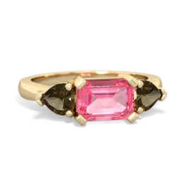 Lab Pink Sapphire Three Stone 14K Yellow Gold ring R5235